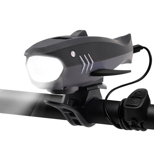 LESOVI Bike Horn with Light, 120dB Electric Bicycle Bell & 400LM Rechargeable Headlight, IPX4 Waterproof Kids Bike Accessories for Boys/Girls, Scooters, Easy Install with Battery (Black)