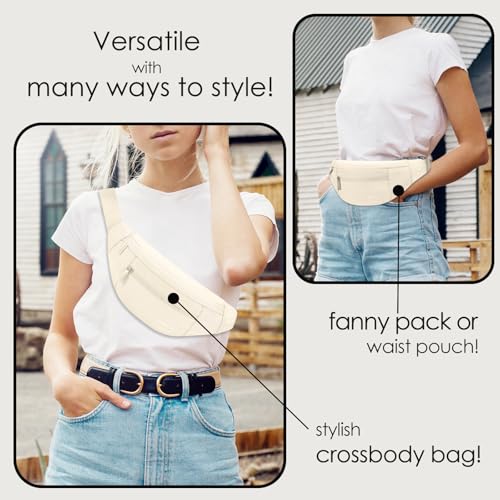 Apricot Cross Body Bag for Women Large Fanny Pack with 4 Zippered Compartments