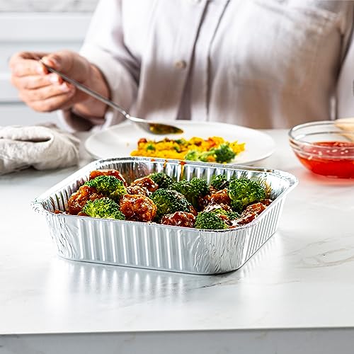 GUSTO 8x8 Inch Aluminum Foil Food Pans - 25 Disposables for Baking & Cooking