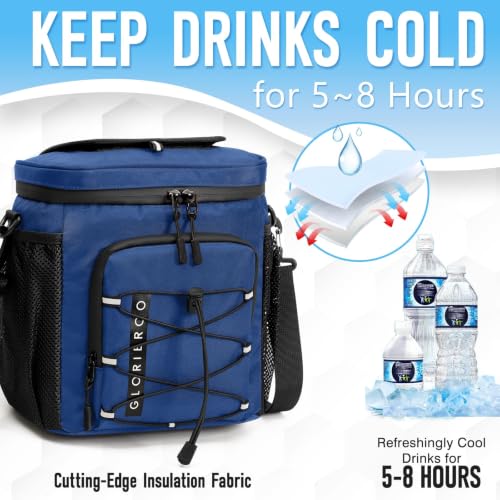 Insulated Golf Cart Cooler Bag Blue 12 Can Keep Drinks Cold & Leakproof