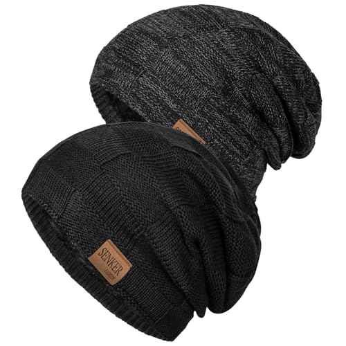 Senker Fashion Slouchy Beanie for Men Women, Oversized Winter Beanies Hats Warm Thick Stocking Caps for Gifts Outdoor