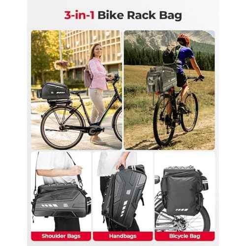 KEMIMOTO Bike Bag 40L EVA Hard Shell, Upgraded Ebike Rear Rack Bag with Waterproof Cover, Bicycle Trunk with Multi-layer Insulation for Commuter Travel Outdoor