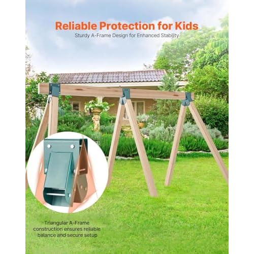 VEVOR Swing Set Brackets, A-Frame Heavy Duty Carbon Steel Swing Hangers with Mounting Hardware, 3-Piece DIY Hanger Sets Bracket with Bolts Included, for 4 x 4 Legs and 4 x 6 Beam, Green