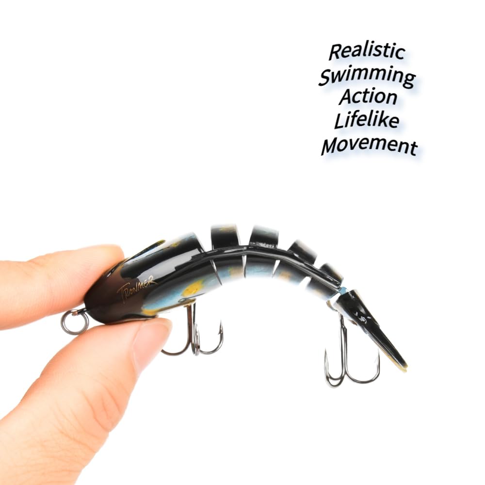 Tronmer Bass Fishing Lures,Freshwater and Saltwater Fishing Lure,Fishing Gear Lures, 3.5" 0.85 Oz Segmented Swimbait Jointed by Dyneema Strongest Fiber,Lifelike Fishing Lures(4PCS)