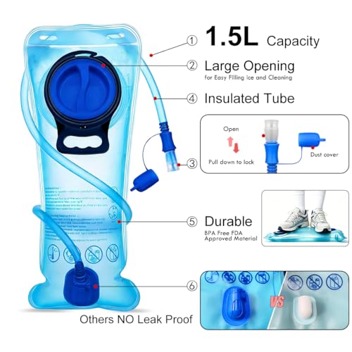 1.5L Hydration Bladder with Leak-Proof Design & Quick Release Tube - BPA-Free