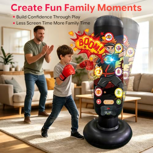 Kids Boxing Punching Bag Set with Gloves and Music Mat - Durable & Fun