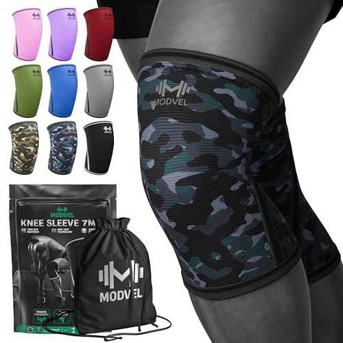 Modvel 7mm Neoprene Knee Sleeves for Men & Women Weightlifting & Powerlifting ? Compression Knee Sleeve Support for Squats, Gym, Training ? USPA, IPL Approved ? Medium Army/dark (Pair)