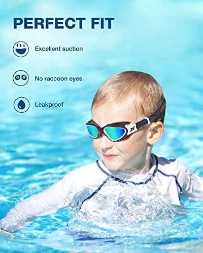 Kids Swim Goggles - 2 Pack Polarized G1MINI Girls & Boys, White Gold & Blue Gold