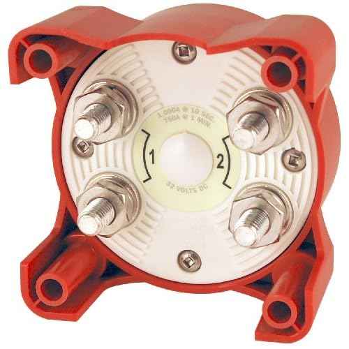 Blue Sea Systems 5511e e-Series Battery Switch Dual Circuit Plus, 32V DC, 350A, Red