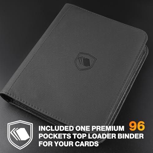 Black Card Sleeves and Top Loaders Set for Trading Cards - 3x4 Inches, 200 pcs Including Binder