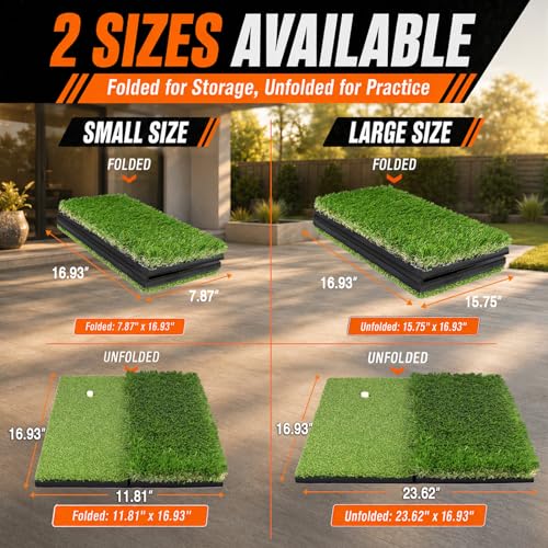 Dual-Turf Golf Hitting Mat with Foam Padding and Rubber Backing - Indoor & Outdoor Practice