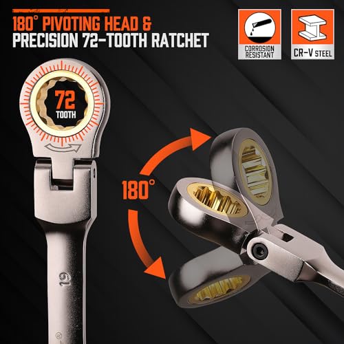 12-Piece Metric Flex-Head Ratchet Wrench Set with Organizer - Pro Edition