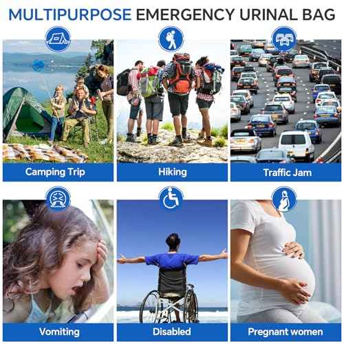 Urine Bag, 12PCS Disposable Pee Bags for Travel for Women Men, 900ML Emergency Urinal Bag and Vomit Bag, Portable Unisex Urinal Bags for Camping, Hiking, Traffic Jams, Pregnant, Patient, Kids