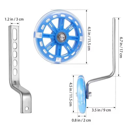 training wheels Auxiliary wheel bicycle with light -emitting wheel children's car flash adjustment 16/20 bicycle accessories Kids bike training wheels (Blue 12-20 universal)