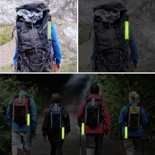 6PCS Green Reflective Backpack Straps Safety Night Reflectors for Cycling Running Camping