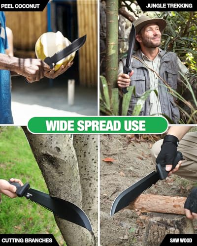 16-Inch Heavy Duty Machete with Saw and Sheath - Outdoor Camping & Hunting Tool