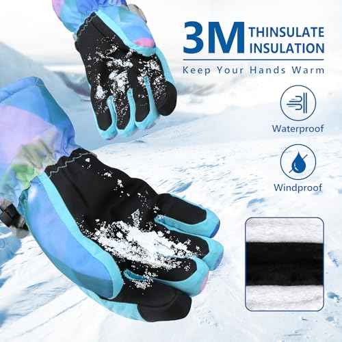Ski Gloves, Warmest Waterproof and Breathable Snow Gloves for Cold Weather, Fits Both Men & Women,for Parent Child Kids Outdoor