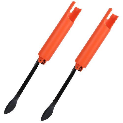 Foldable Fishing Rod Holder (2-Pack) - Orange ABS/Stainless Steel Ground Insert Pole Stand, 3.8cm Universal Diameter for Bank/Beach Fishing, Compact & Durable Accessory