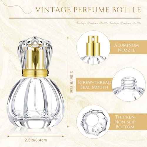 12 Pack 50ml/1.7oz Pumpkin Shape Portable Spray Perfume Bottle Empty Glass Refillable Perfume Atomizer Pumpkin Shape Antique Bottles with Refill Tool for Travel Home Decor