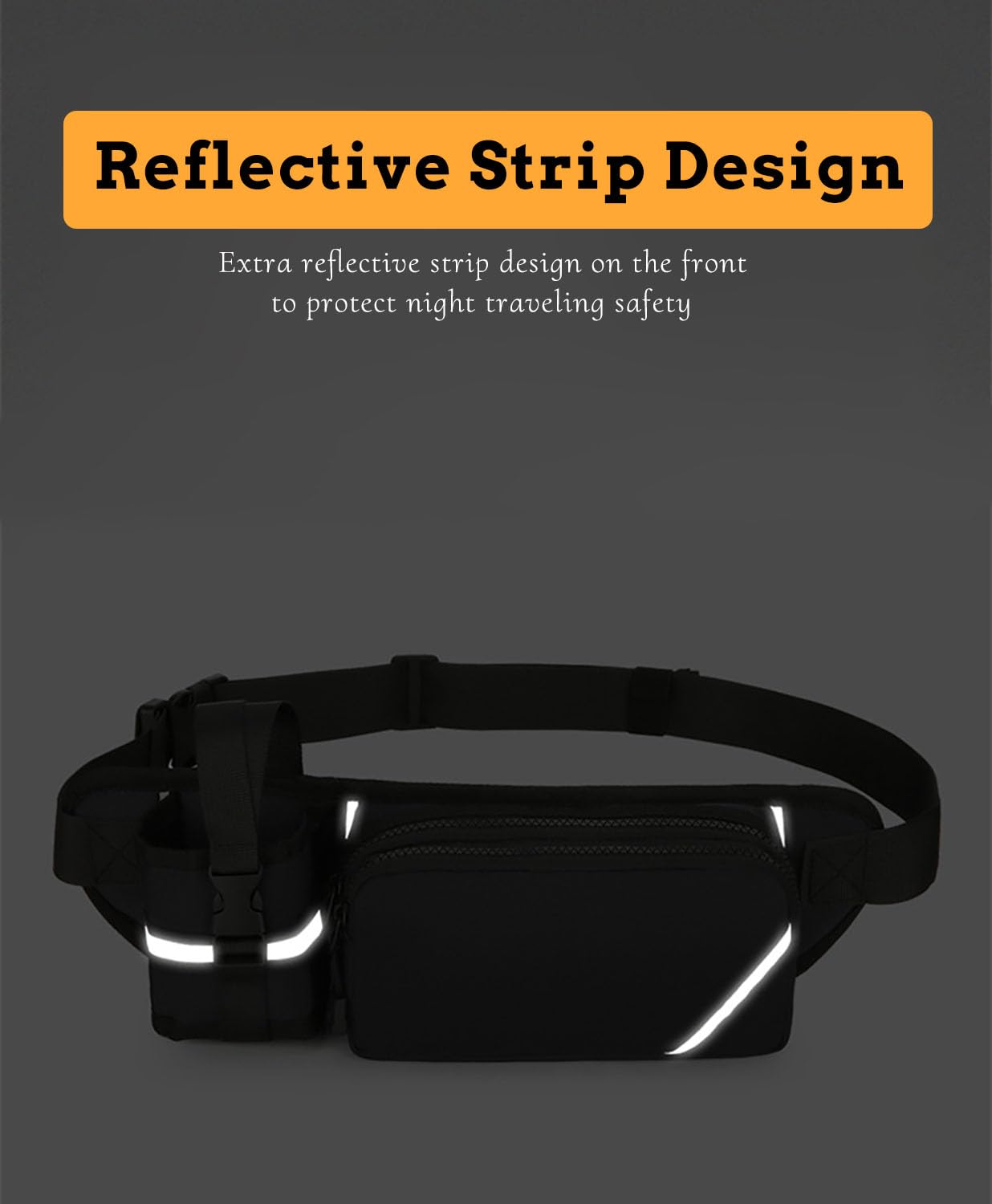 Jogging Waist Pack Bag For Men Women With Water Bottle Holder Adjustable Strap Waterproof Hiking Traveling Cycling Outdoor Waist Pack (Gery)