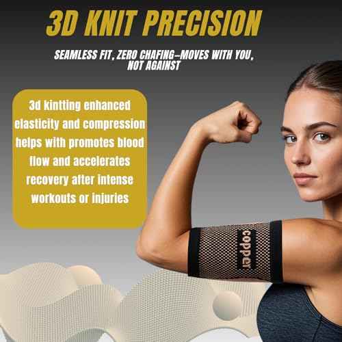 Bicep Compression Sleeve,Bicep Brace,Copper Arm Support for Weightlifting, Pain Relief,Upper Arm Brace for Men Women