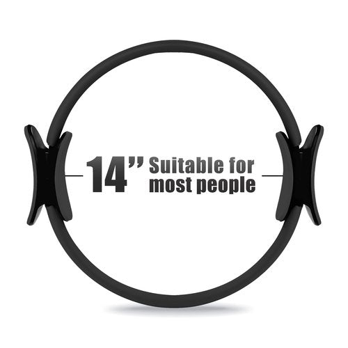 RitFit Pilates Ring Circle - 14 Inch Magic Fitness Circle for Toning Inner & Outer Thighs, Bonus Workout Guide Included (Black)