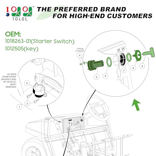 12V Ignition Switch for Golf Carts Club Car DS & Carryall 1996-up OEM Replacement