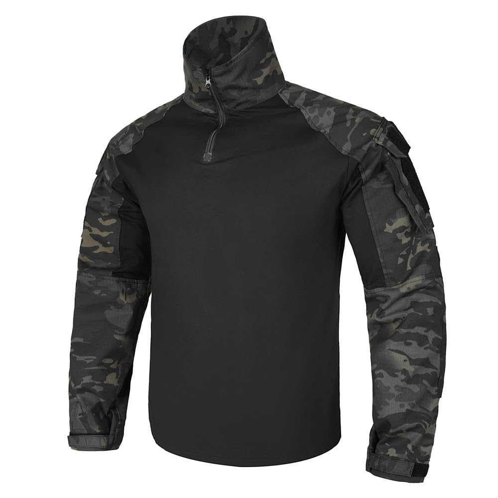 KRYDEX Tactical G3 Combat Shirt Rapid Assault Long Sleeve Shirt with Elbow Pads (MCBK, Medium)