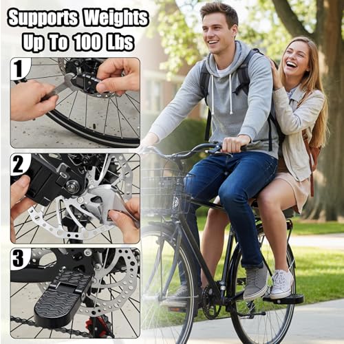 Aluminum Alloy Foot Pegs for E-Bike & Mountain Bike, Non-Slip Passenger Pedals, Folding Rear Accessory, 4.3x1.8 Inch
