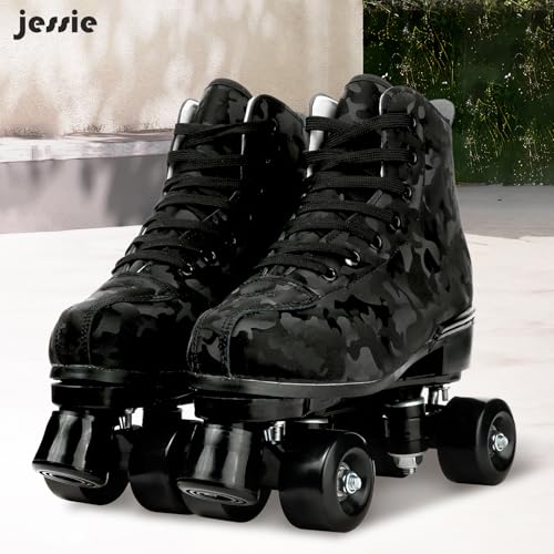 Outdoor Light Up Roller Skates Women Men Youth Black Camo - 43-US Size 10