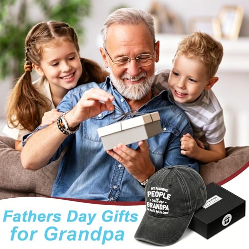 Grandpa Black Embroidered Hat for Men - Gifts for Family and Friends
