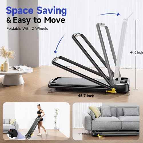 Foldable Treadmill with Incline, Walking Pad with Handle Bar 3 Level Incline, Portable Folding Treadmills for Home/Office 300 Lbs Capacity, Quiet Desk Treadmill with Remote Control & APP