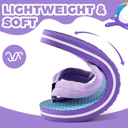 WateLves Girls Flip Flops Toddler Boys Kids Non-Slip Sport Sandals Beach Pool - Fish Scale, Big Kid