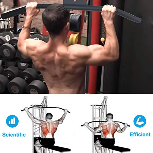 48 Inch Wide Grip Lat Pulldown Bar with Non-Slip Handle for Cable Machine - K Bar