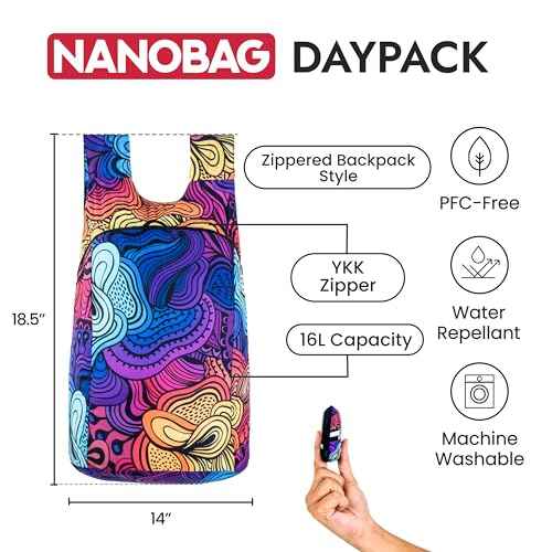 Nanobag Ultra-Lightweight Foldable Backpack for Traveling and Compact Mini Hiking Pack for Men & Women, Reusable Collapsible