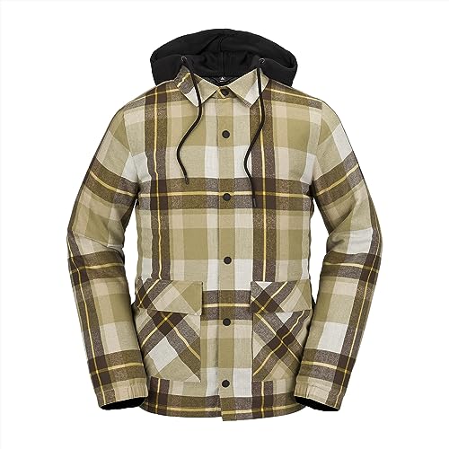 Volcom mens Field Insulated Flannel Hooded Snowboard Shirt Jacket