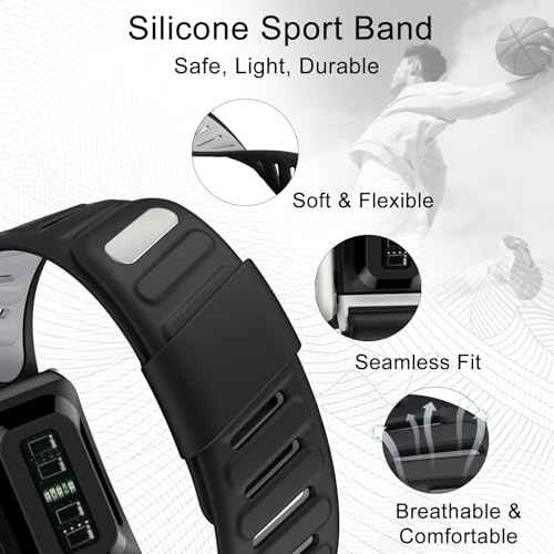 omee Silicone Sport Band Compatible with Whoop 5.0 Band Strap Men Women, Breathable Sport Adjustable Waterproof Replacement Wristbands Straps for Whoop 5.0 Silicone Bands