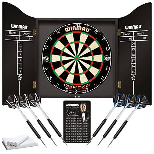 WINMAU Diamond Plus Dart Board Range - Diamond Plus Dartboard, Surround Sets and Cabinet Sets with Darts and Accessories