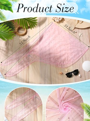 Geyoga Women's Gauze Pearl Sarong Coverup Beach Wrap - Pink