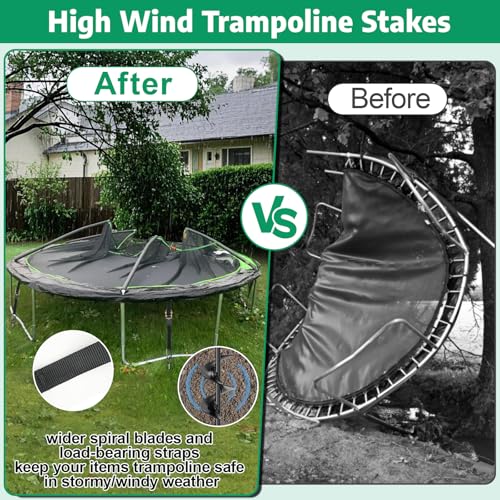4PCS Trampoline Anchors Kit with 18" Ground Stakes & Ratchet Straps - Heavy Duty Windproof Tie Down Set