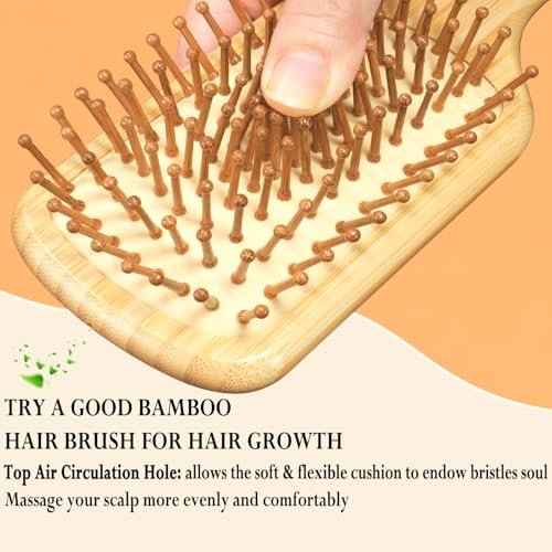 12 Pcs Bamboo Hair Brushes for Women, Bulk Natural Bamboo Bristles Paddle Brush for Scalp Massage, Engraving, Painting, DIY Custom Gifts for Wedding