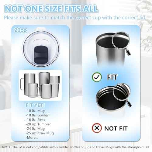 4 Pack 20 oz Tumbler Lid, Magnetic Slider Replacement Lids for YETI 20 oz Tumbler, 10/24 oz Mug and 10 oz Lowball, Spill Proof Cup Lids Covers Compatible for Ozark Trail, Old Style Rtic, BPA Free
