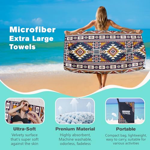 Southwestern Beach Towel Extra Large 36x72 Inches Aztec Microfiber Microfiber Towels - Aztec-8