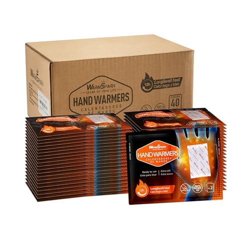 Disposable Hand Warmers 40 Pairs Air-Activated Heat Packs for Hands Toes - Up to 12 Hours