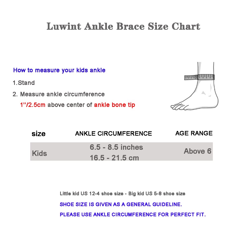 Luwint Kid Compression Ankle Brace Sock Support, Knitted Ankle Sleeve for Boys Girls, Youth Ankle Support for Sprains, Tendonitis, Arthritis, Basketball Running Soccer Dance Fitness, 1 Pair Black