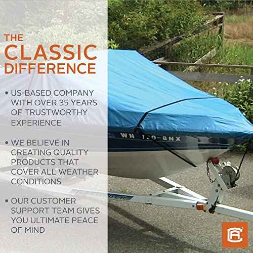 Classic Accessories Stellex All Seasons Boat Cover, Fits Boats 12' - 14' L x 68" W, Trailerable Boat Cover with Polyester Fade-Resistant Fabric, Model AA