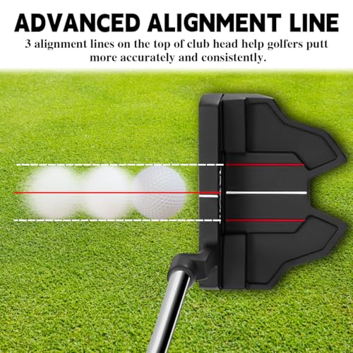 Men's Golf Putter 35 Inch - Black Bat Head Cover Included