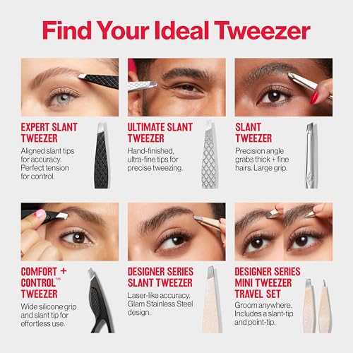 Revlon Multipurpose Hair Removal Tweezer, High Precision Slant Tip Tweezers for Men, Women & Kids, Stainless Steel (Pack of 1)