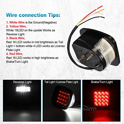 Universal Smoke Lens Square LED Tail Lights for Trucks & SUVs - 38 LED, 12V, 5.9 x 6.69 inches