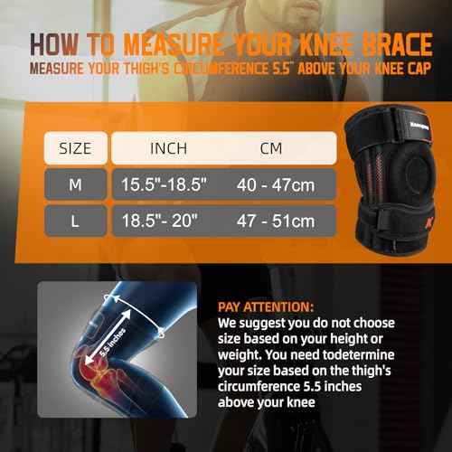 New Upgraded 2-in-1 Professional Knee Brace for Pain Relief,Adjustable Knee Support with Patella Pad & Side Stabilizers, Compression Knee Sleeve for Meniscus Tear, ACL, Joint Pain, Runner, Workout-Men & Women (L/XL)